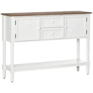 Retro Console Table W/ 2 Drawers and Cabinets for Entryway Living Room White - Picture 1 of 11