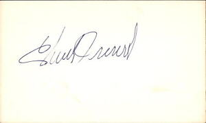 Claude Provost Signed 3x5 Index Card Cut d.84 Montreal Canadiens HOF ? Autograph