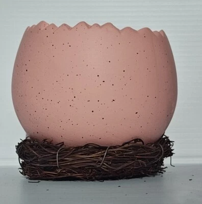 2Egg Shell Vase Ceramic Eggshell Shaped Planter with Bird Nest Rustic Plant Vase - Image 1 of 4