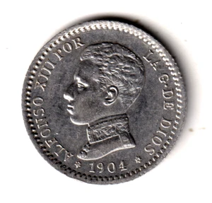 ESPAÑA 50 centimos plata 1904 SM. V *0* *4* Rey Alfonso XIII - una preciosidad - Imagen 1 de 2