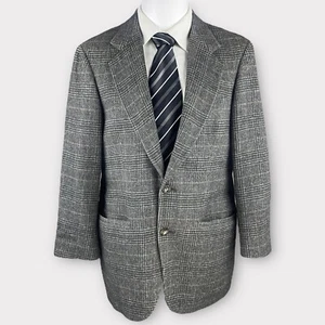 Barrister Blazer Men's 38R Gray Glen Check 100% Camel Hair Sport Coat Jacket VTG - Picture 1 of 11
