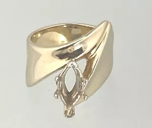 14k Yellow Gold Marquise Shape Prong Ring for Your Own Diamond Size 9.72 Grams - Picture 1 of 4