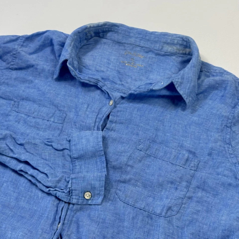 Tommy Bahama льняная рубашка на пуговицах женская XL синяя с длинным рукавом повседневная легкая - Изображение 1 из 4