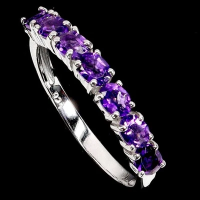 Кольцо из стерлингового серебра 925 пробы с овальным аметистом 4x3 мм натуральным драгоценным камнем ювелирное изделие размер 9 - Изображение 1 из 4