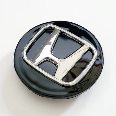 One Gloss Black Wheel Center Cap Chrome Logo for Honda Rim Hubcap 69mm / 2.75" - Image 1 of 2