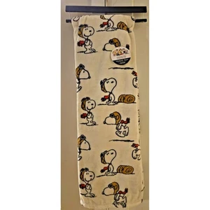 Peanuts Snoopy Beige VelvetLoft Throw 60X70in Red Baron Flying Ace Pilot NWT - Picture 1 of 4