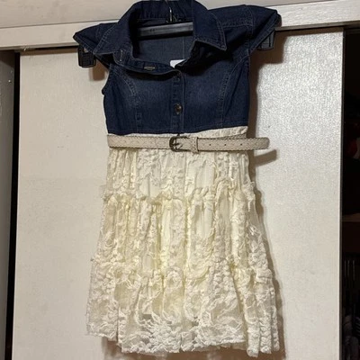 VESTIDO FEMININO V-ZUNIE MANGA GORRO JEANS TOP MARFIM FORRADO INFERIOR Tamanho 4 Novo com etiquetas - Imagem 1 de 4