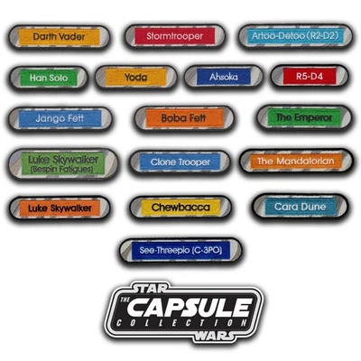 Star Wars Vintage Action Figure style Name Capsule embroidered iron-on patches A - Image 1 of 4