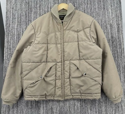 VTG 70s Sears Western Men's Large Zip Up Puffer Jacket Light Brown Talon Zipper - Image 1 of 4