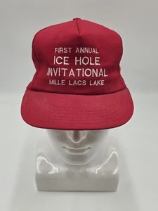  Vtg First Annual Ice Hole Invitational Fishing Tournament Hat Mille Lacs Lake  - Picture 1 of 7