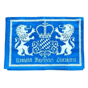 Juego de 4 manteles individuales vintage escandinavos de algodón azul y blanco leones y corona descoloridos - Imagen 1 de 8