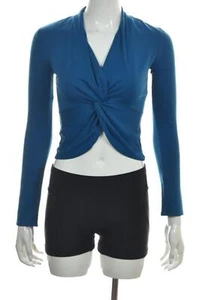 NEW To the Max Womens Top Size S Blue Solid Blouse Long Sleeve Nylon Shirt - Picture 1 of 6