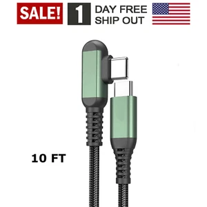 90 Degree Data Line Fast Charging Right Angle PD 60W USB C to USB Type C - 10 ft - Picture 1 of 5
