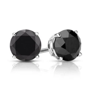 Pendientes de tachuelas de 1 quid enchapados en oro 14K negros diamantes simulados para mujeres hombres - Imagen 1 de 4