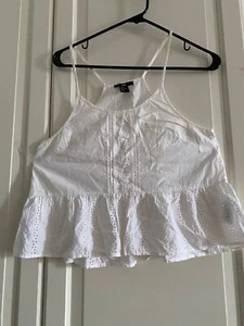 H&M White Summer Top Embroidered Tank size 6 - Picture 1 of 4
