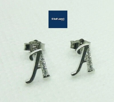 ORECCHINI DONNA IN ARGENTO 925 PERSONALIZZATI LETTERA iniziale CON ZIRCONI - Immagine 1 di 4