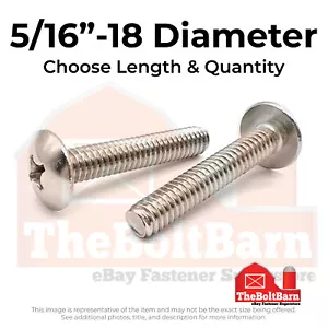Tornillos de máquina con cabeza de braguero Phill de acero inoxidable 5/16"-18 18-8 (elige longitud y cantidad) - Imagen 1 de 6