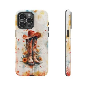 Cowboy Boots Hat Western Paint Phone Case for iPhone, Samsung Galaxy, Pixel - Picture 1 of 173