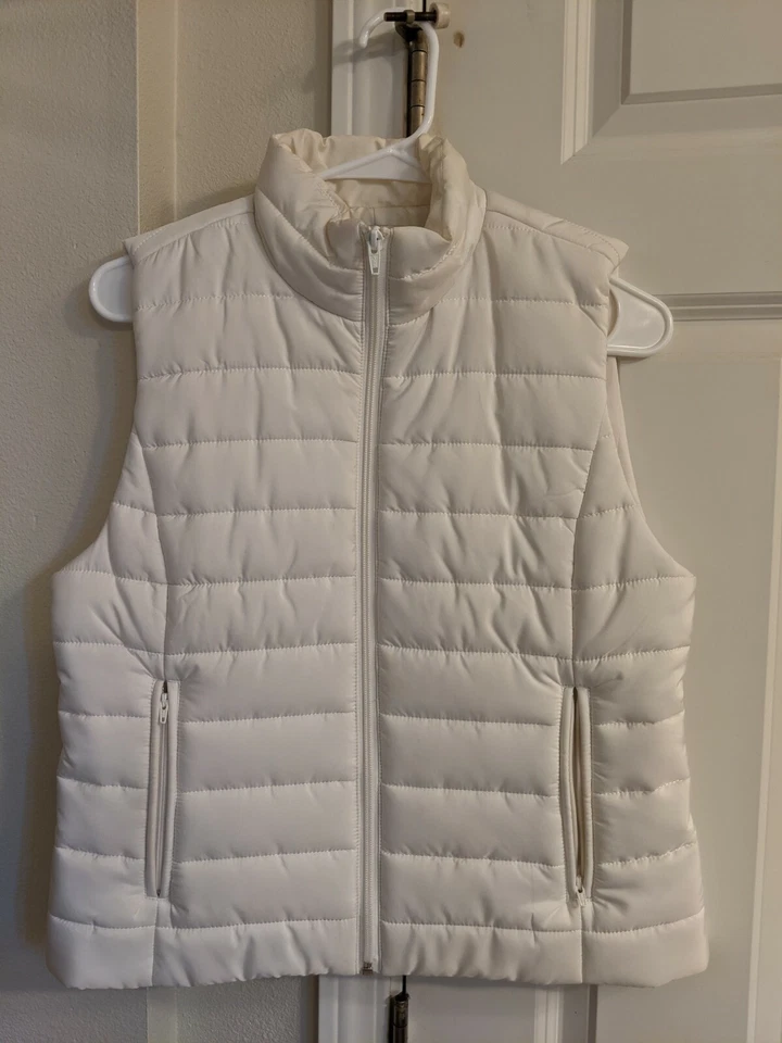 Chaleco acolchado Ann Taylor LOFT para mujer blanco crema talla pequeña Foto 1 de 2