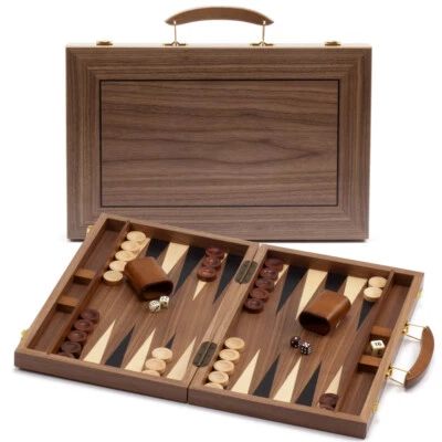 Juego de Mesa Backgammon Plegable Madera Premium 15" con Piezas de Juego Foto 1 de 4