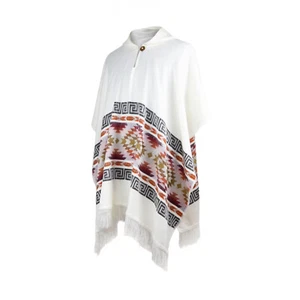 Lightweight BABY ALPACA Wool Hooded Poncho Pullover UNISEX Handmade in Ecuador - Picture 1 of 12