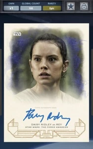 Topps Star Wars Card Trader Rey 2017 TFA Heritage Blue Signature Digital 100cc - Picture 1 of 1