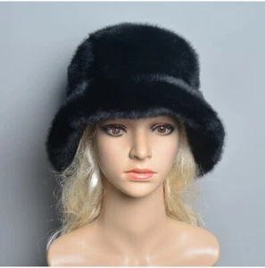 Cappello bomber donna invernale lusso lavorato a maglia pelliccia di visone caldo secchiello cappelli ragazze berretti - Foto 1 di 18