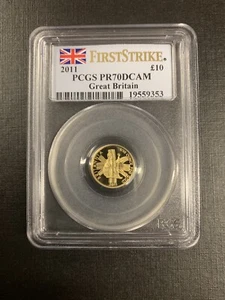 Oro Gran Bretaña 2011 PCGS PR70 1/10 OZ First Strike - Imagen 1 de 2