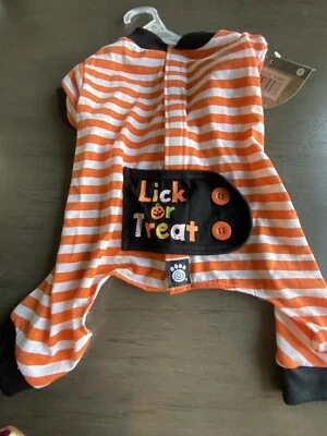 Petrageous NARANJA RAYA "LAMER O TRATAR" HALLOWEEN Pijama PEQUEÑO NUEVO CON ETIQUETAS Foto 1 de 2