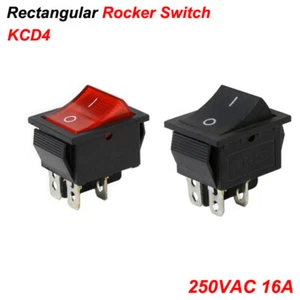 2 Position Rocker Switch Rectangular Illuminated 4Pin 250V 16A ON OFF KCD4 - Picture 1 of 6