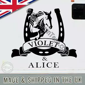 Personalised Horsebox Stickers Jumping Horse Trailer Vinyl Graphic Decals - Picture 1 of 12