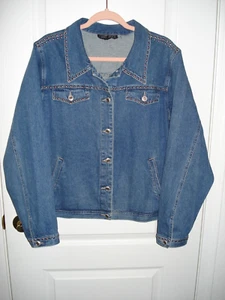 Just Blu Jean Vintage Denim Jacket with Silver Studs Women's - Picture 1 of 5