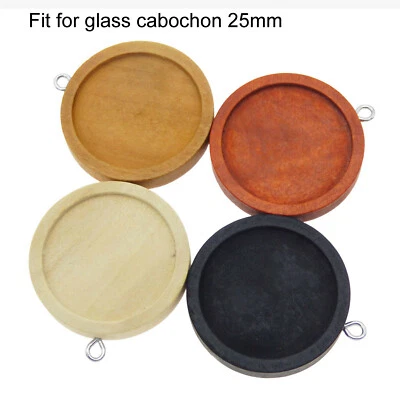 12 piezas Dijes Colgante Hágalo Usted Mismo Madera 25mm Bisel Base Ajuste Hágalo Usted Mismo Accesorios Foto 1 de 4