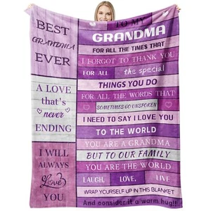 Grandma Gifts from Grandkids Birthday Gifts for Grandma Soft Fleece Blanket G... - Picture 1 of 7