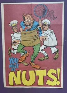 1967 Topps Nasty Notes “NUTS" (11/32) 7"x 10" Mini Poster See Pics Great Shape - Picture 1 of 9