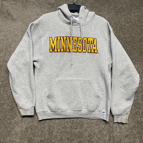 Minnesota Golden Gophers Hoodie Mens Medium Gray Pullover Sweatshirt Russell Cover