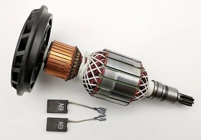 KRAFTFELD Motor Anker Rotor Läufer + Kohle für Bosch GSH10C, GBH10DC, Würth MH 10 E
