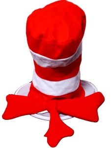 Dr Seuss CAT IN THE HAT Costume Top Hat Red White Striped Tricot LICENSED - Picture 1 of 6