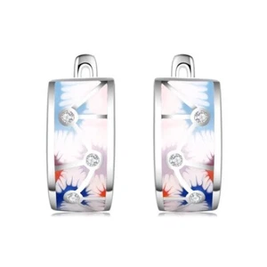Sterling silver Multicolor Enamel latch back earrings - Picture 1 of 4