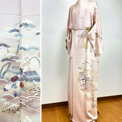 【EXCELENTE】 kimono antiguo, kimono japonés, bata kimono, kimono rosa Foto 1 de 4