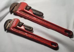 Craftsman 10" & 14" Heavy Duty Pipe Wrenches 55676 & 55677 Red Vintage Tools - Picture 1 of 20