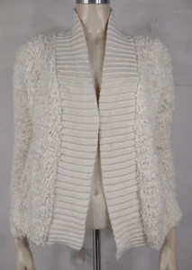 Sleeping on Snow ivory chunky knit textured open front cardigan ladies XS - Picture 1 of 7