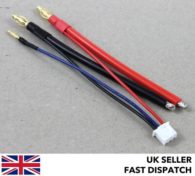 Balance lipo charge cable/lead 2S - Bare tinned to 4mm & 2mm bullet connectors - Image 1 of 4