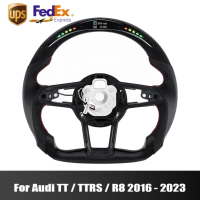 Reemplazo de volante LED de fibra de carbono para Audi TT y TTRS y R8 2016~2023 Foto 1 de 4