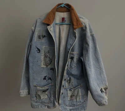 Chaqueta vaquera Sunbelt de colección con fruta abstracta para mujer XL cuello con cuello óxido! Foto 1 de 4