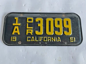 Vintage 1951 California Dealer License Plate - 1A 3099 - Picture 1 of 2