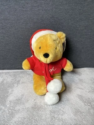 Disneyland Winnie The Pooh Peluche Papá Noel Sombrero Pom Pom Bufanda 12” Juguete de Navidad Lovey Foto 1 de 4