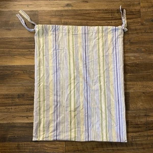Pottery Barn Kids PBK Striped Boys Laundry Hamper Basket Liner Blue Green White - Picture 1 of 4