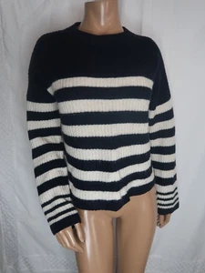 Joie Women's Medium 100% Cashmere Blue White Pullover Crewneck Sweater - Picture 1 of 6