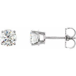 Sterling Silver 6 mm Imitation White Cubic Zirconia Stud Earrings for Mother - Picture 1 of 1